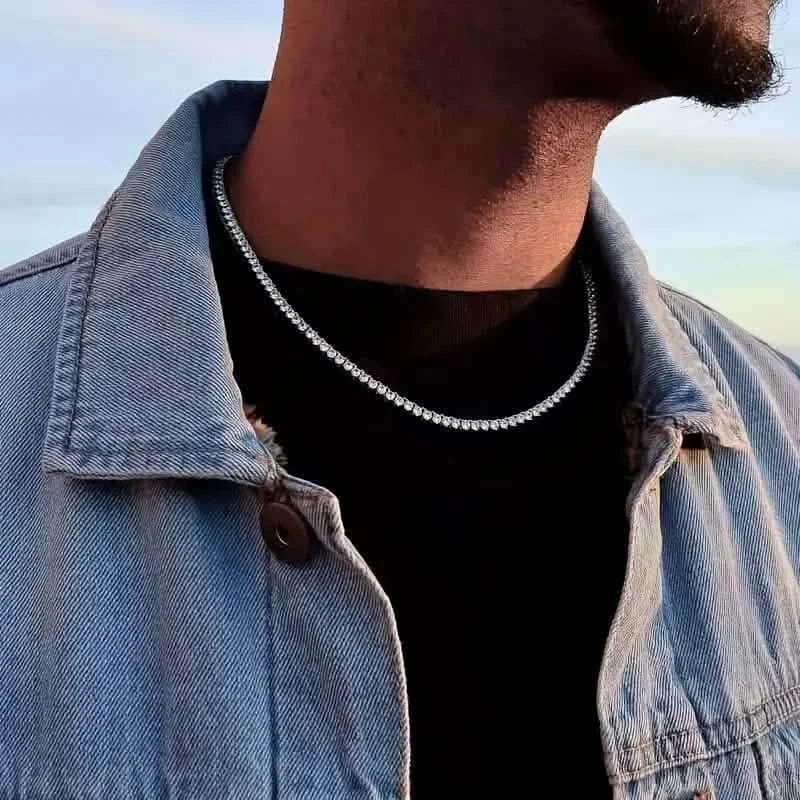 Men's Elegant Diamond Cubic Zirconia Necklace Chain - A-1 Thread Vault