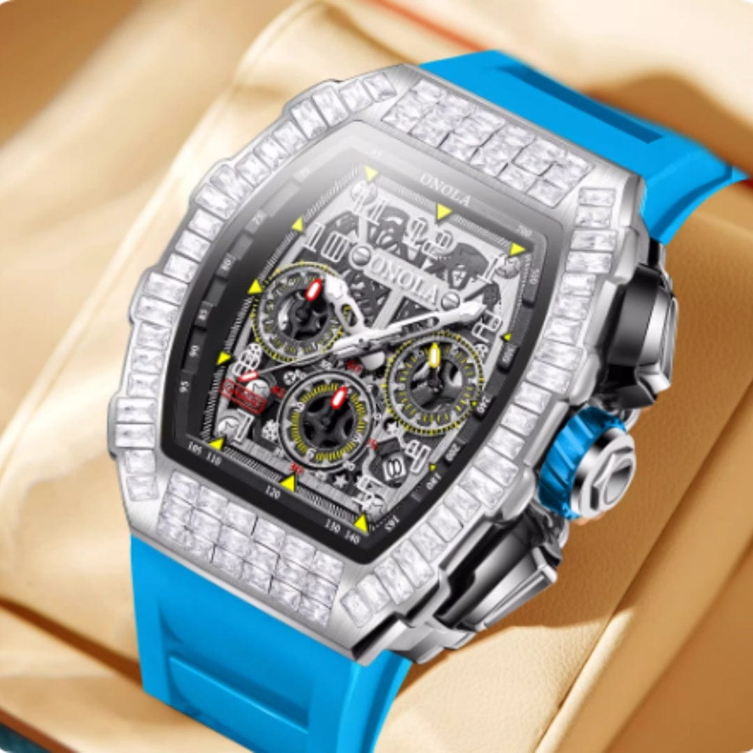 Men's Luxury Square Diamond Watch With Star Pattern - A-1 Thread Vault