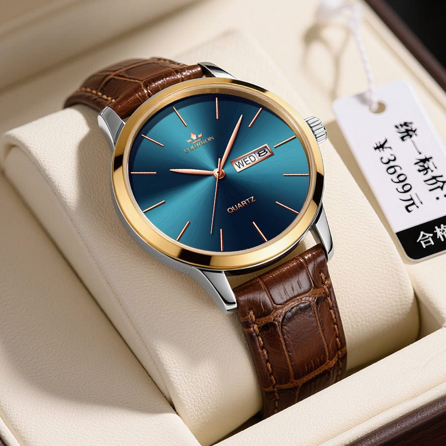 Men's Minimalist Watch With A Dual-calendar Leather Strap - A-1 Thread Vault