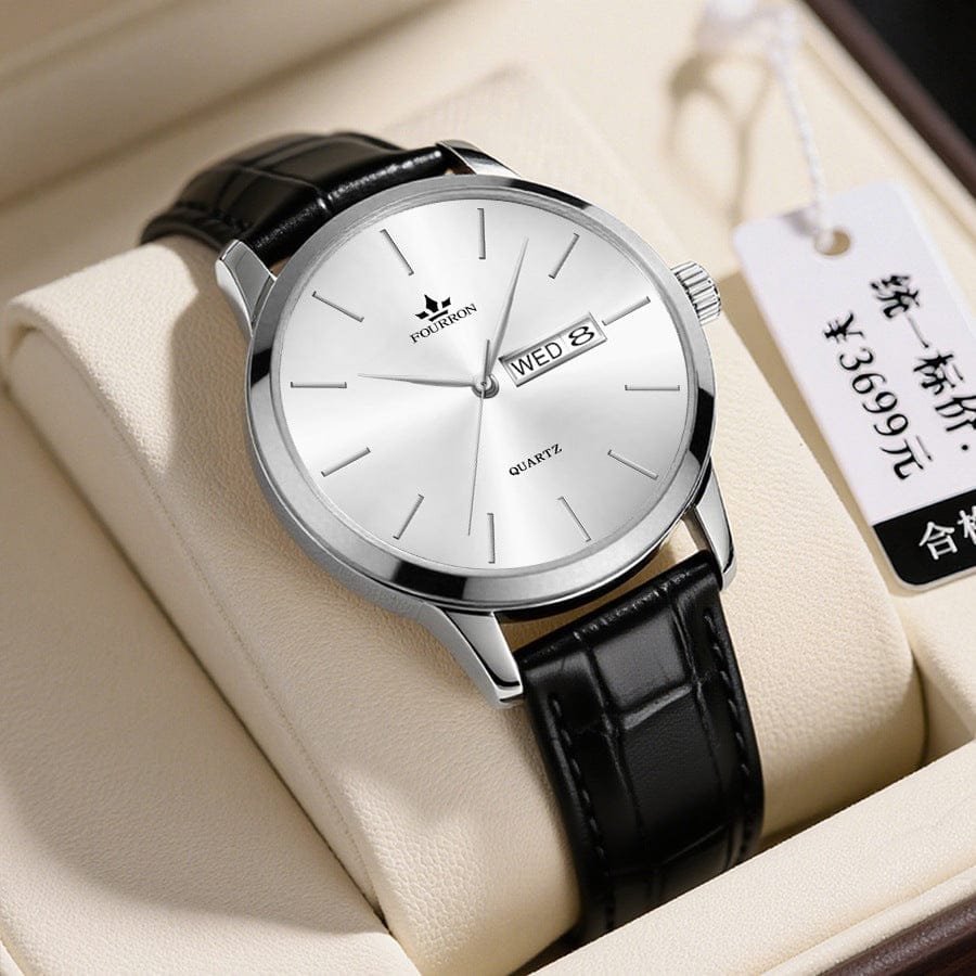 Men's Minimalist Watch With A Dual-calendar Leather Strap - A-1 Thread Vault