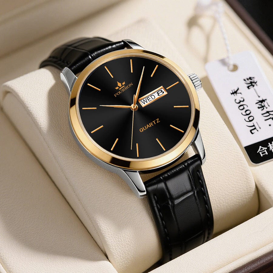 Men's Minimalist Watch With A Dual-calendar Leather Strap - A-1 Thread Vault