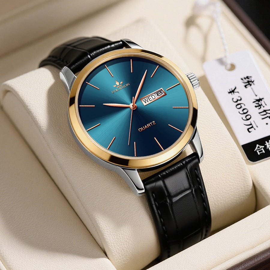 Men's Minimalist Watch With A Dual-calendar Leather Strap - A-1 Thread Vault