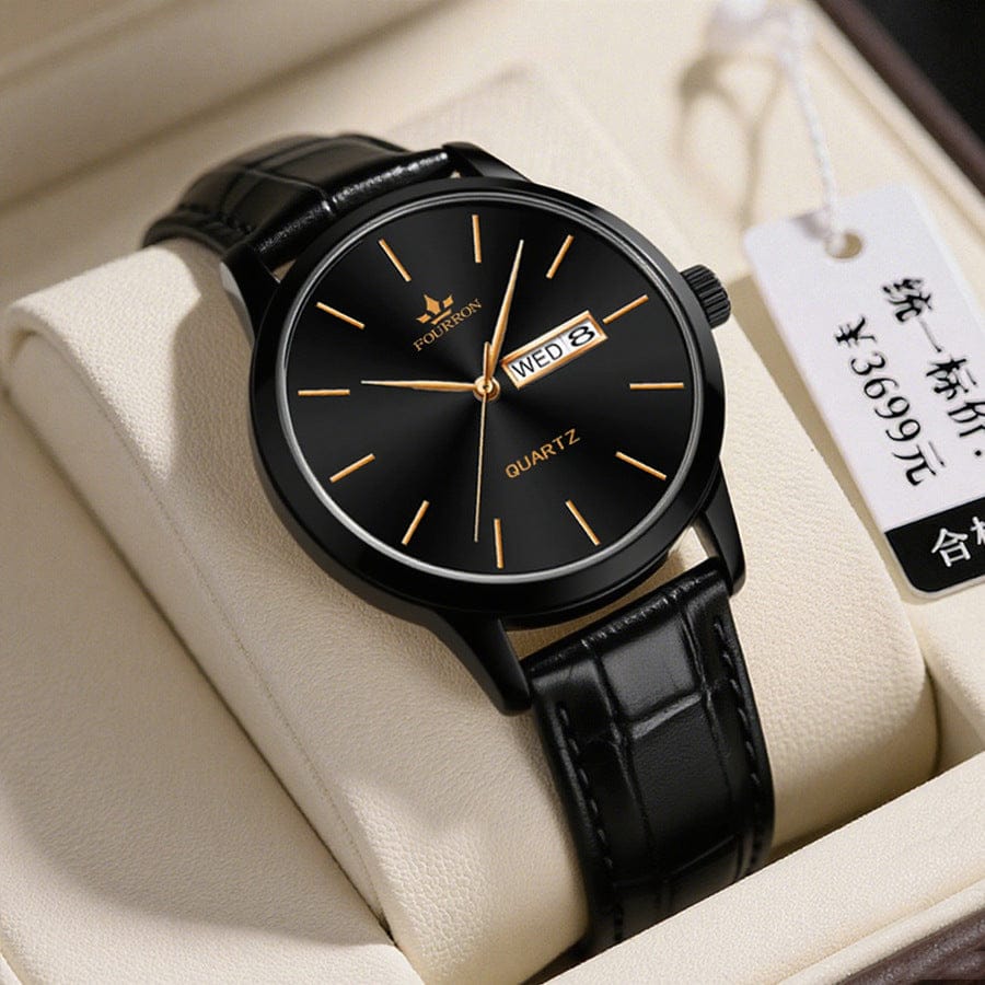 Men's Minimalist Watch With A Dual-calendar Leather Strap - A-1 Thread Vault