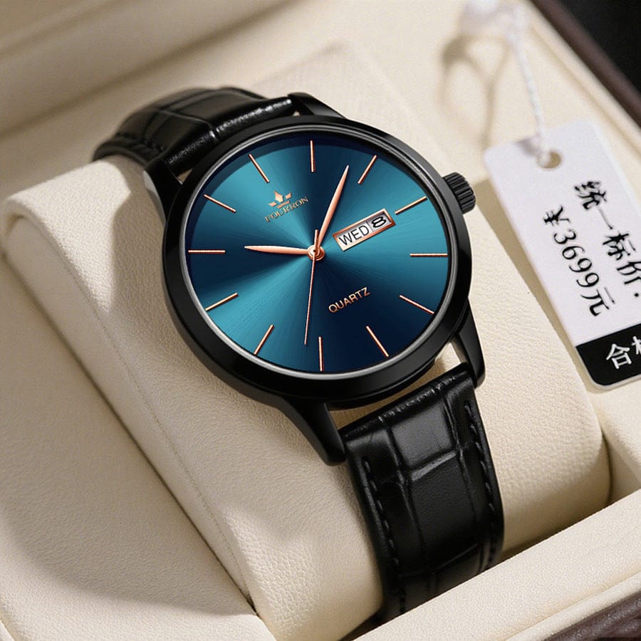 Men's Minimalist Watch With A Dual-calendar Leather Strap - A-1 Thread Vault
