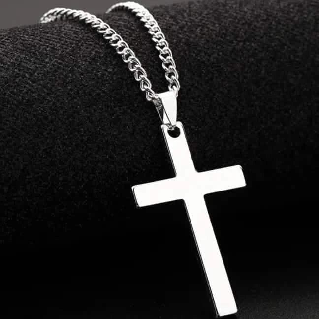 Men's Simple Black Cross Pendant Necklace - A-1 Thread Vault