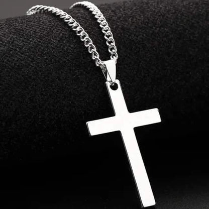 Men's Simple Black Cross Pendant Necklace - A-1 Thread Vault