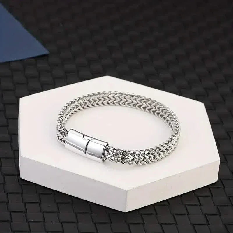 Men's Stainless Steel Braided Bracelet with Magnetic Clasp - A-1 Thread Vault