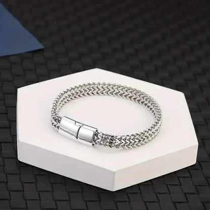 Men's Stainless Steel Braided Bracelet with Magnetic Clasp - A-1 Thread Vault