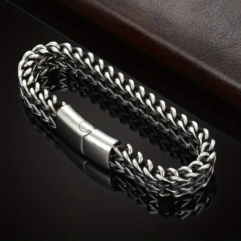 Men's Stainless Steel Braided Bracelet with Magnetic Clasp - A-1 Thread Vault