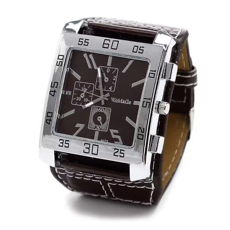 Men's Stylish And Cool Military-style Watch Square Dial Simulated Three-layer Design - A-1 Thread Vault