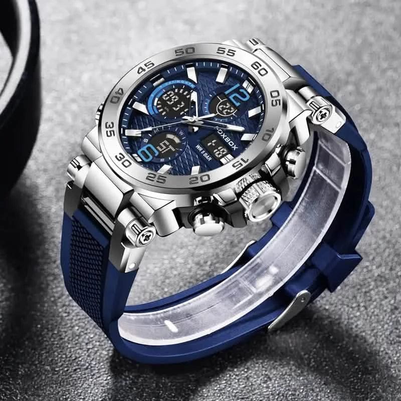 Men Waterproof Dual Display Digital Quartz Watch - A-1 Thread Vault