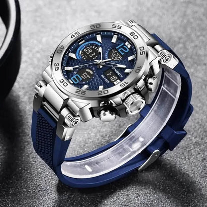 Men Waterproof Dual Display Digital Quartz Watch - A-1 Thread Vault