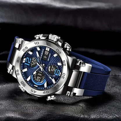 Men Waterproof Dual Display Digital Quartz Watch - A-1 Thread Vault