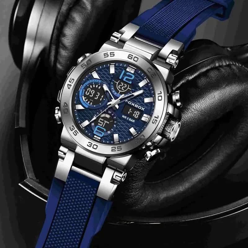 Men Waterproof Dual Display Digital Quartz Watch - A-1 Thread Vault
