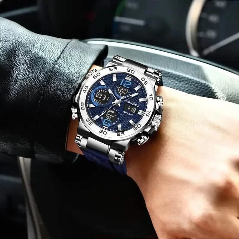 Men Waterproof Dual Display Digital Quartz Watch - A-1 Thread Vault