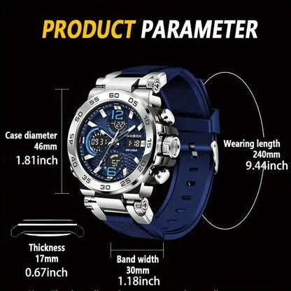Men Waterproof Dual Display Digital Quartz Watch - A-1 Thread Vault