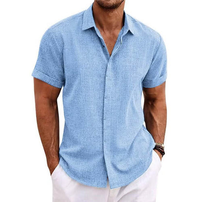 Men's Button Down Shirt Short Sleeve Plain Lapel - A-1 Thread Vault