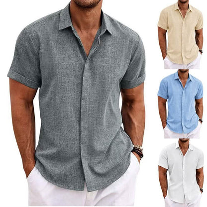 Men's Button Down Shirt Short Sleeve Plain Lapel - A-1 Thread Vault