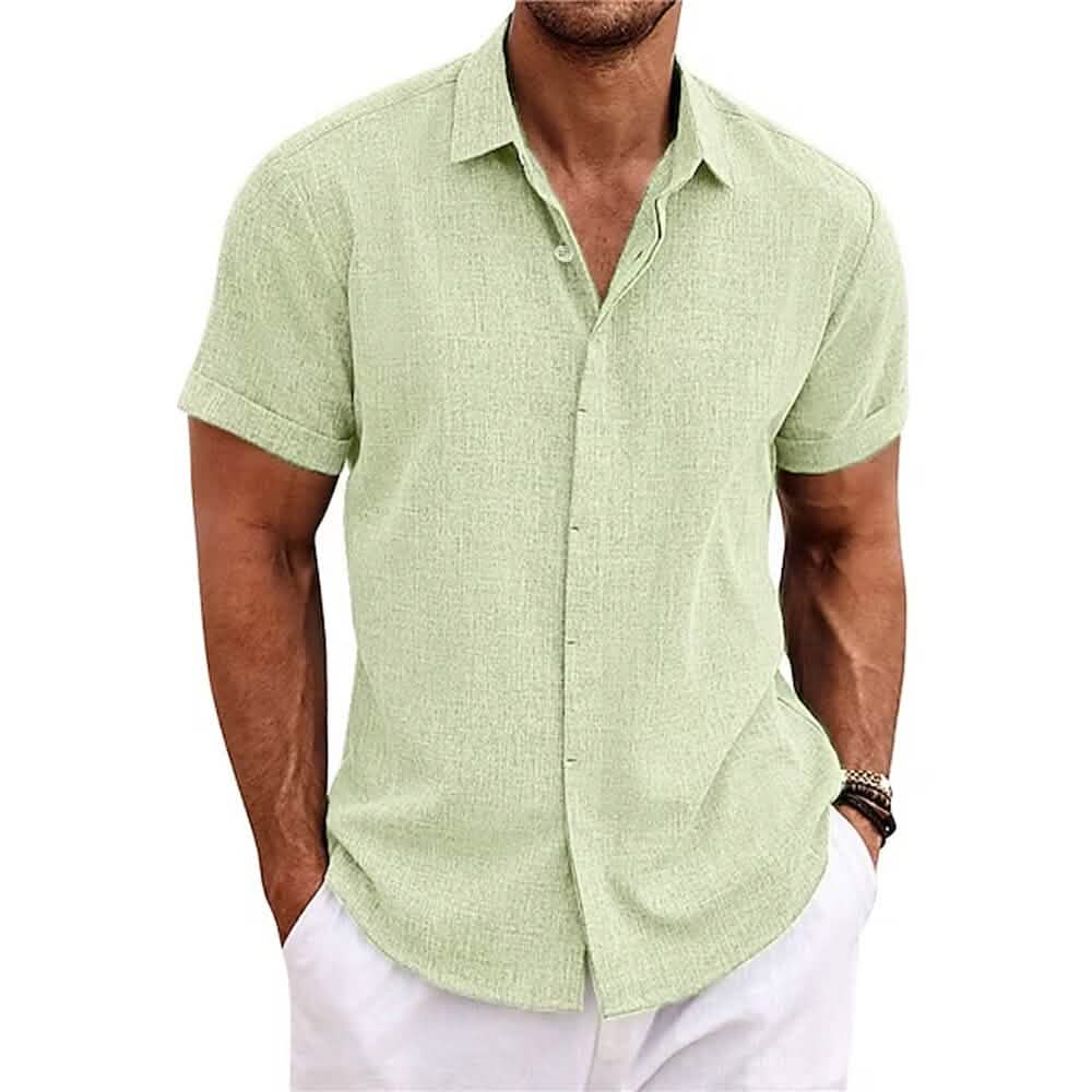 Men's Button Down Shirt Short Sleeve Plain Lapel - A-1 Thread Vault