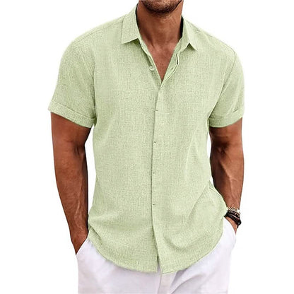 Men's Button Down Shirt Short Sleeve Plain Lapel - A-1 Thread Vault