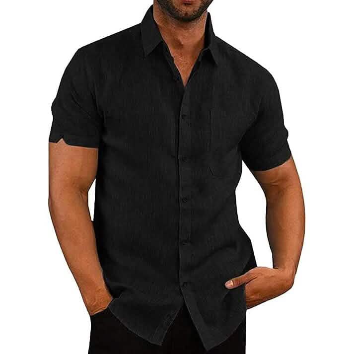 Mens Button Down Short Sleeve Linen Shirts - A-1 Thread Vault