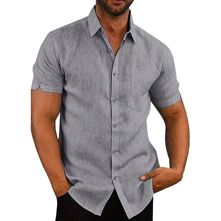 Mens Button Down Short Sleeve Linen Shirts - A-1 Thread Vault