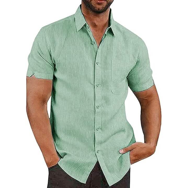 Mens Button Down Short Sleeve Linen Shirts - A-1 Thread Vault