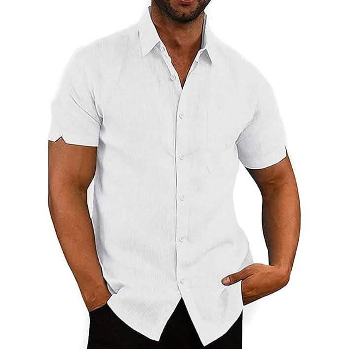 Mens Button Down Short Sleeve Linen Shirts - A-1 Thread Vault