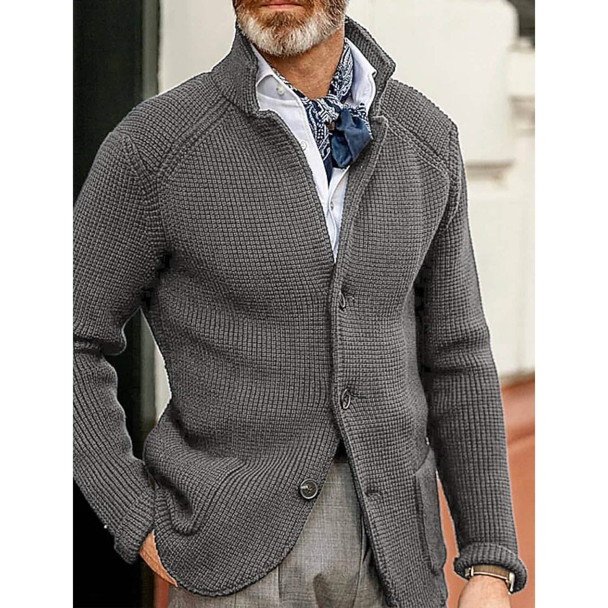 Men's Cardigan Solid Color Sweater - A-1 Thread Vault