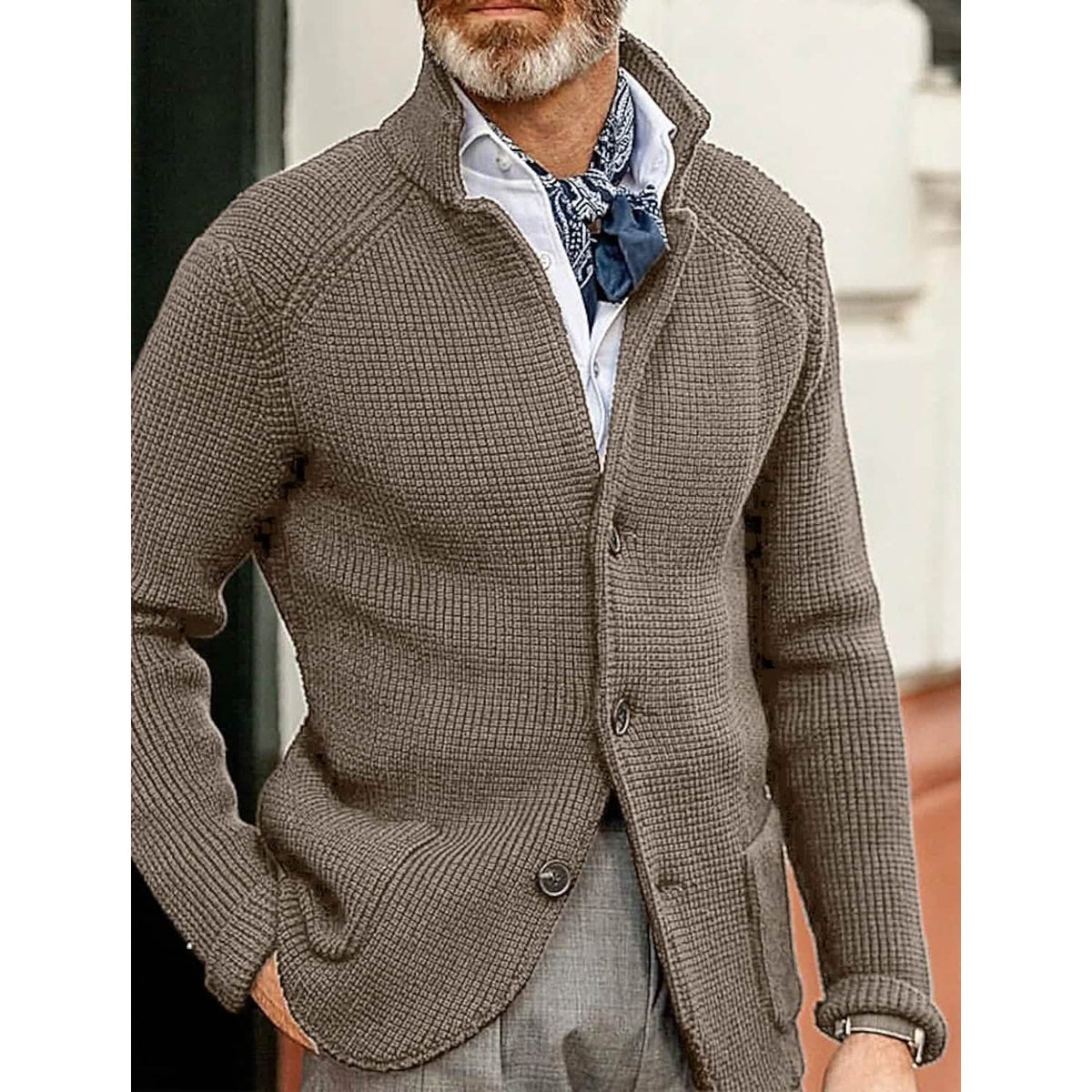 Men's Cardigan Solid Color Sweater - A-1 Thread Vault