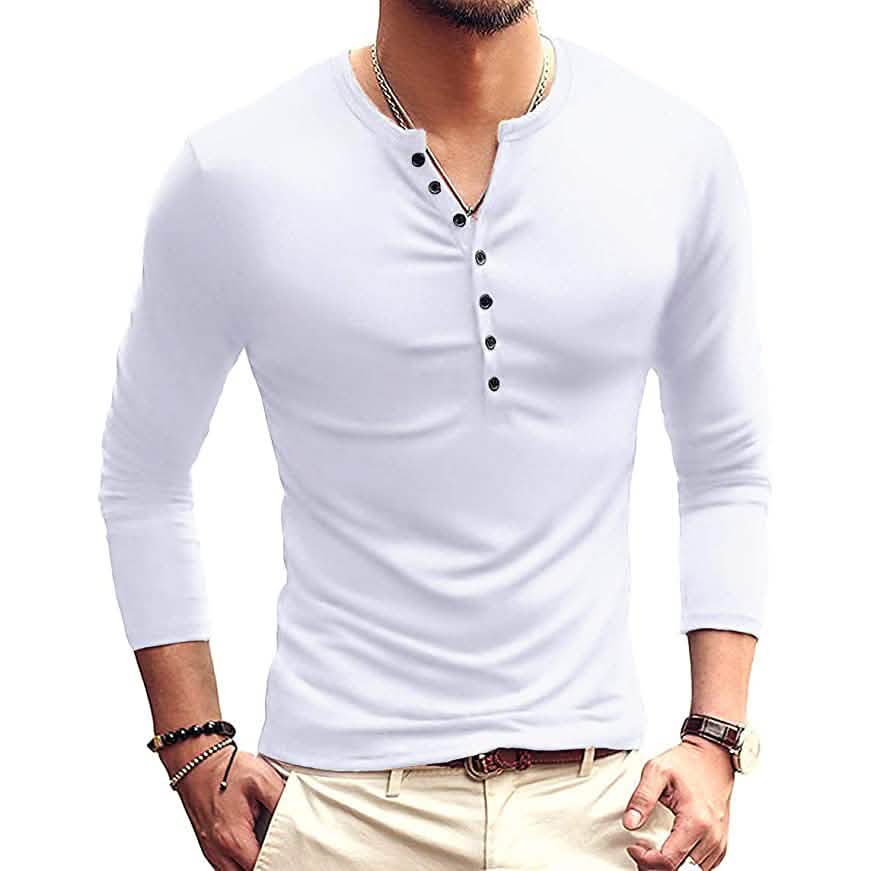 Men's Casual Slim Fit Basic Henley Long Sleeve - A-1 Thread Vault