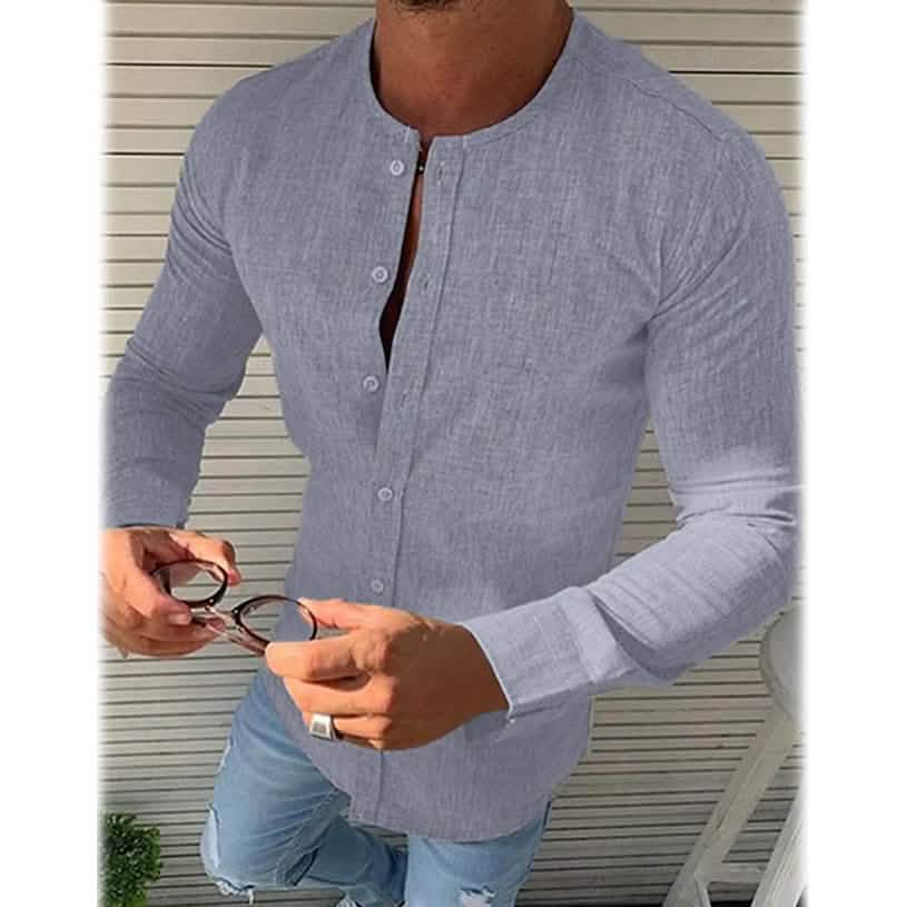 Men's Casual Solid Long Sleeve Shirt - A-1 Thread Vault