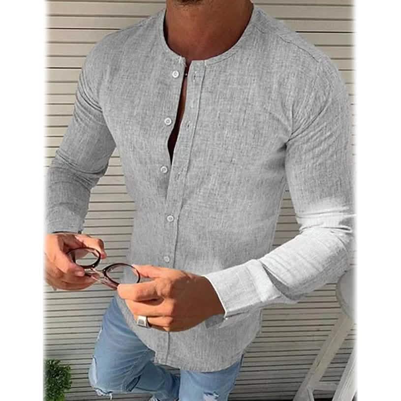 Men's Casual Solid Long Sleeve Shirt - A-1 Thread Vault