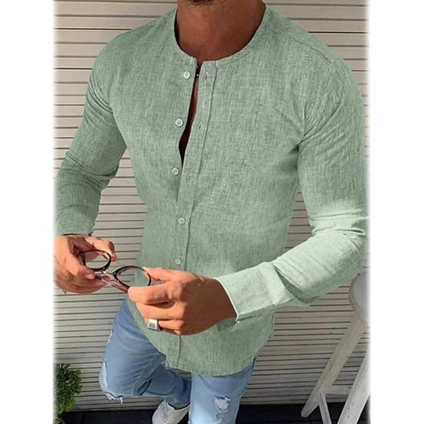 Men's Casual Solid Long Sleeve Shirt - A-1 Thread Vault