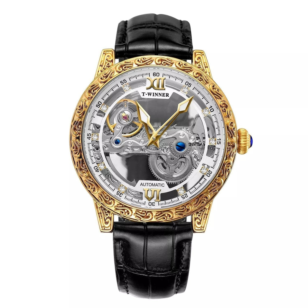 Mens Fashionable Vintage Carved Semi-Automatic Mechanical Watch - A-1 Thread Vault