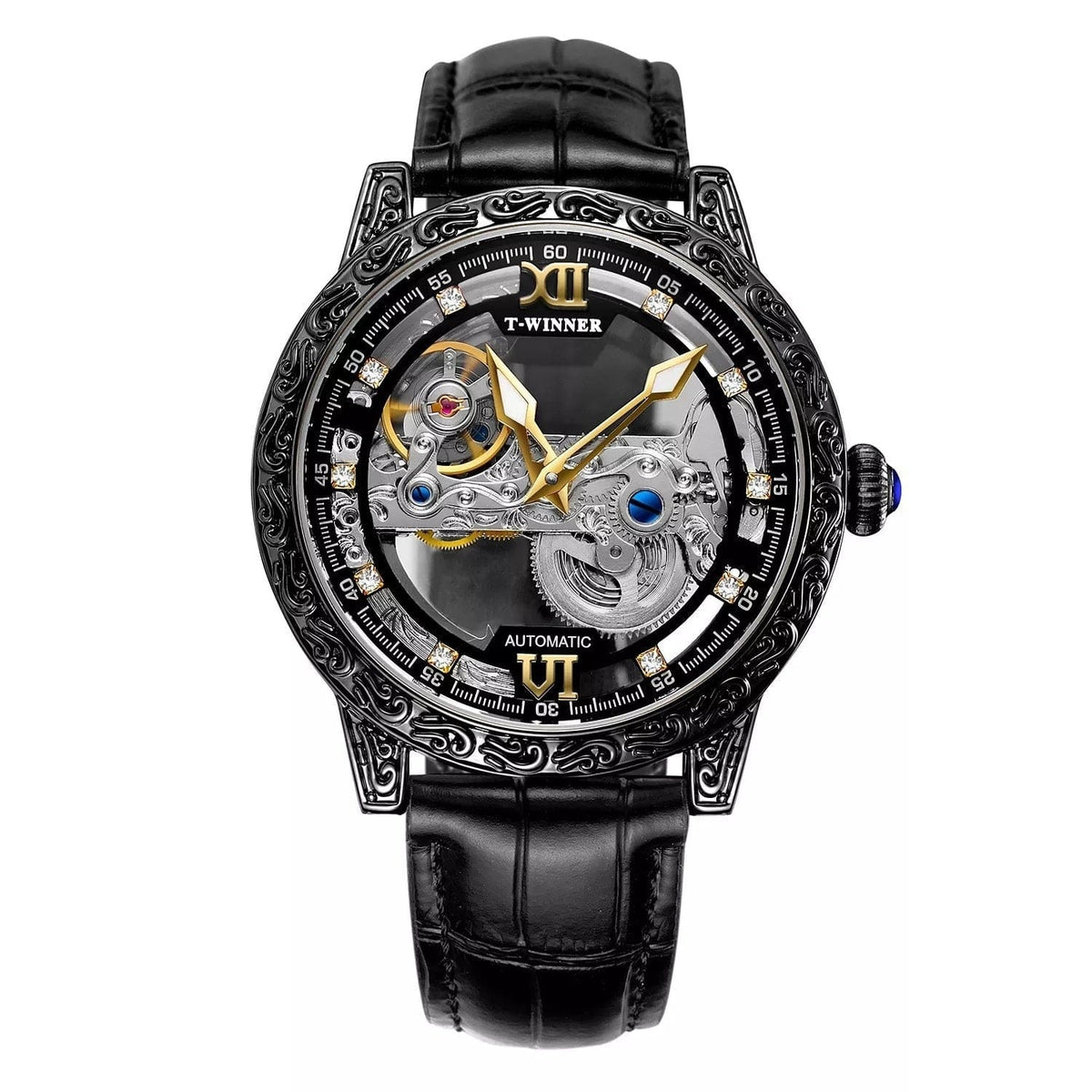 Mens Fashionable Vintage Carved Semi-Automatic Mechanical Watch - A-1 Thread Vault