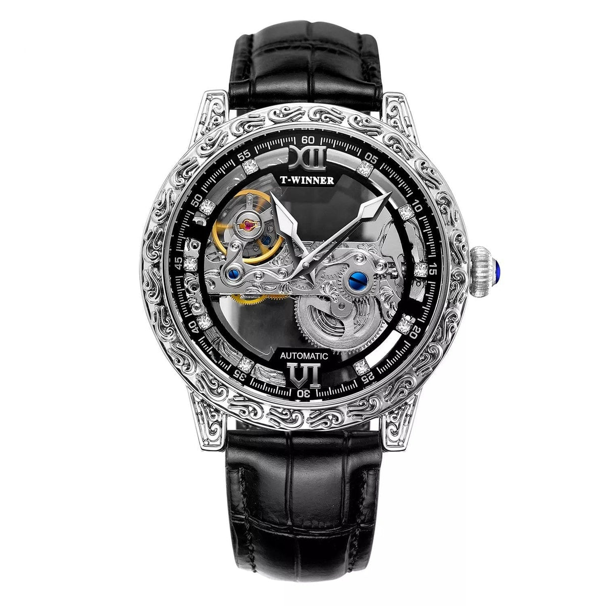 Mens Fashionable Vintage Carved Semi-Automatic Mechanical Watch - A-1 Thread Vault
