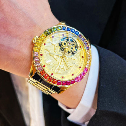 Mens Fully Automatic Mechanical Watch With A Large Flywheel - A-1 Thread Vault