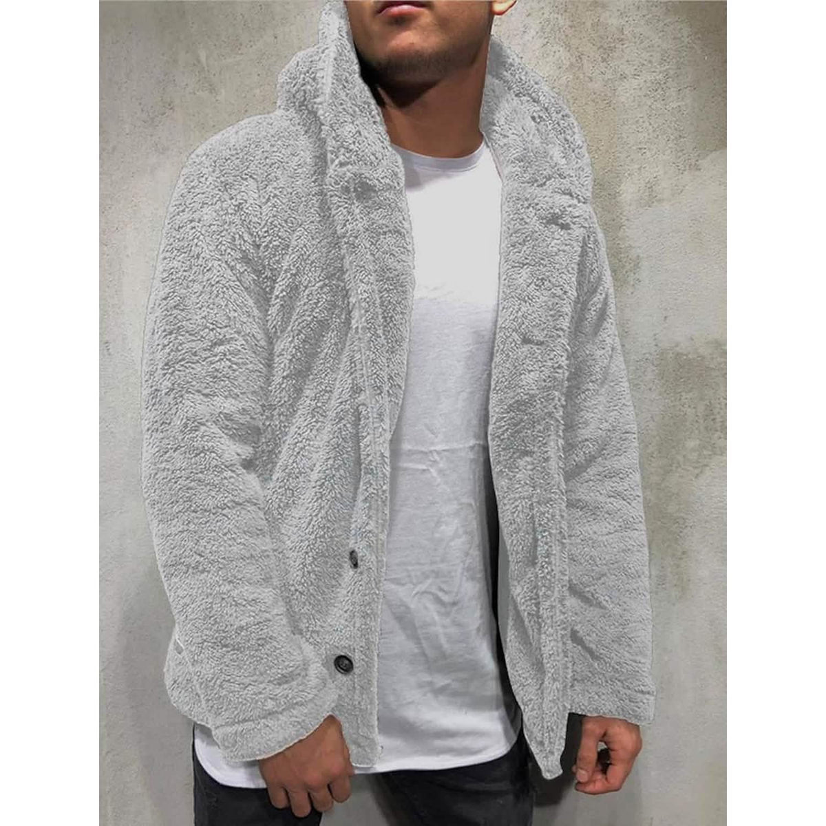 Men's Fuzzy Sherpa Hooded Solid Coat - A-1 Thread Vault
