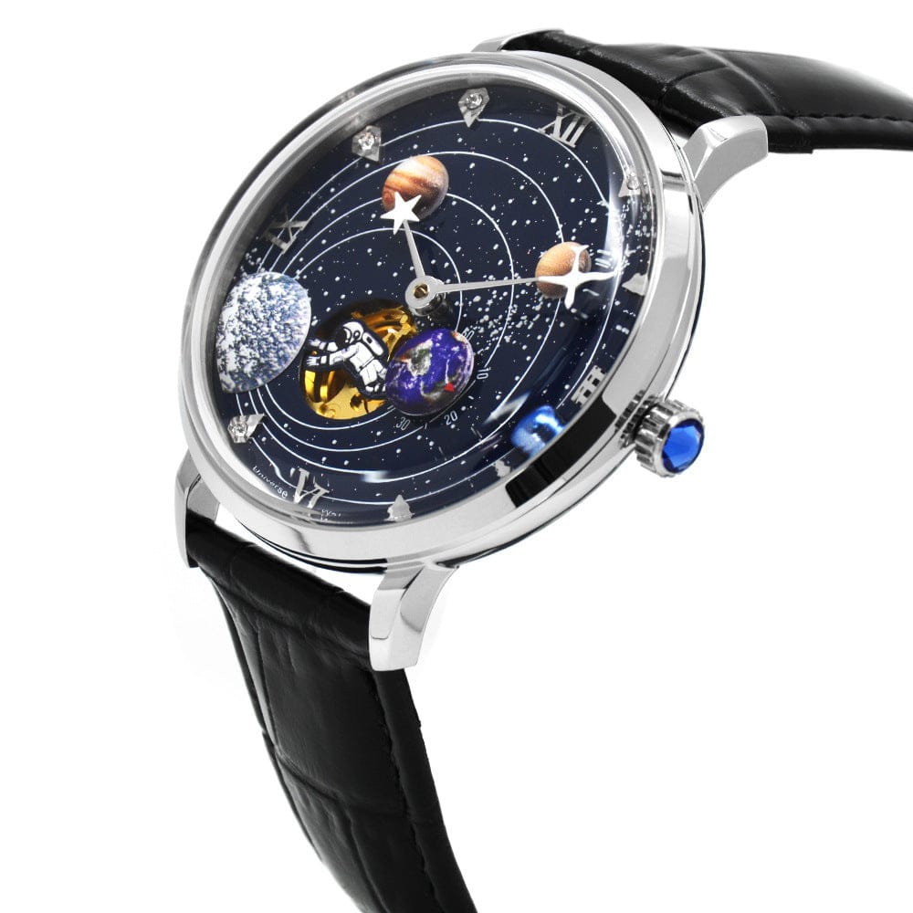 Mens Mechanical Watch With A Hollowed-out Design And Leather Strap - A-1 Thread Vault