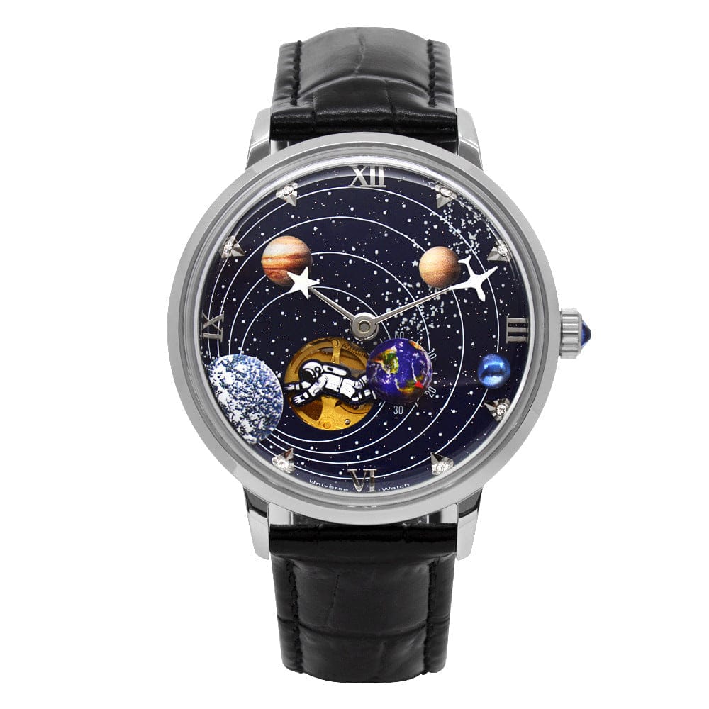 Mens Mechanical Watch With A Hollowed-out Design And Leather Strap - A-1 Thread Vault