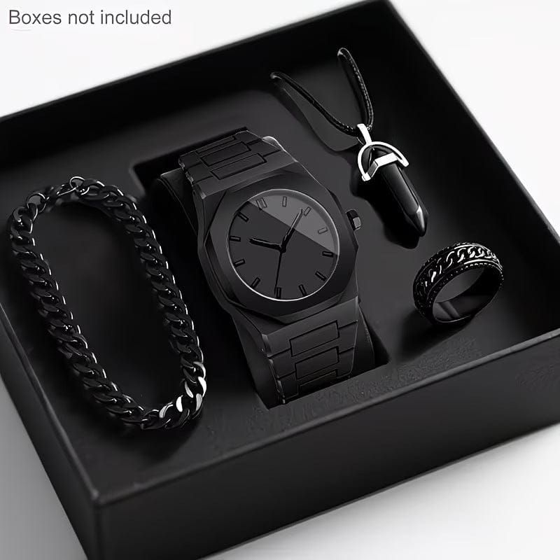 Mens Quartz Watch Necklace Bracelet Set - A-1 Thread Vault