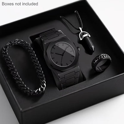Mens Quartz Watch Necklace Bracelet Set - A-1 Thread Vault