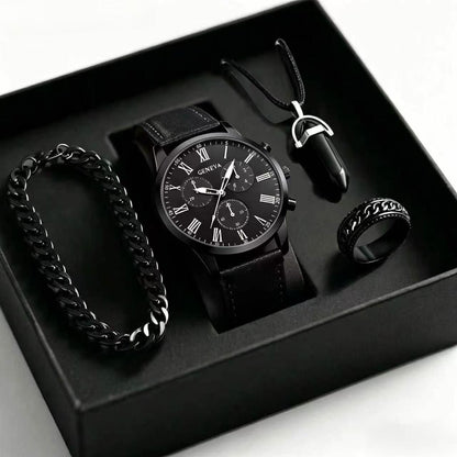 Mens Quartz Watch Necklace Bracelet Set - A-1 Thread Vault