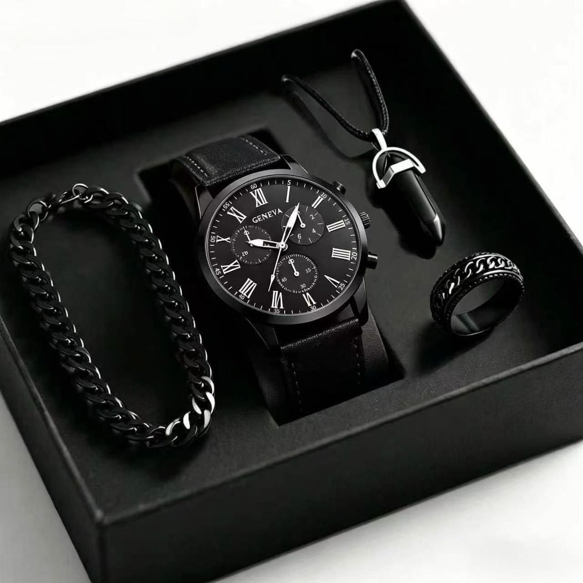 Mens Quartz Watch Necklace Bracelet Set - A-1 Thread Vault