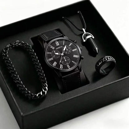 Mens Quartz Watch Necklace Bracelet Set - A-1 Thread Vault