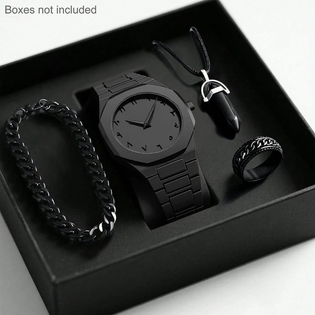 Mens Quartz Watch Necklace Bracelet Set - A-1 Thread Vault