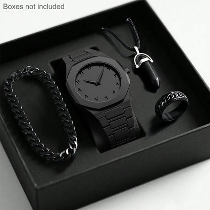 Mens Quartz Watch Necklace Bracelet Set - A-1 Thread Vault