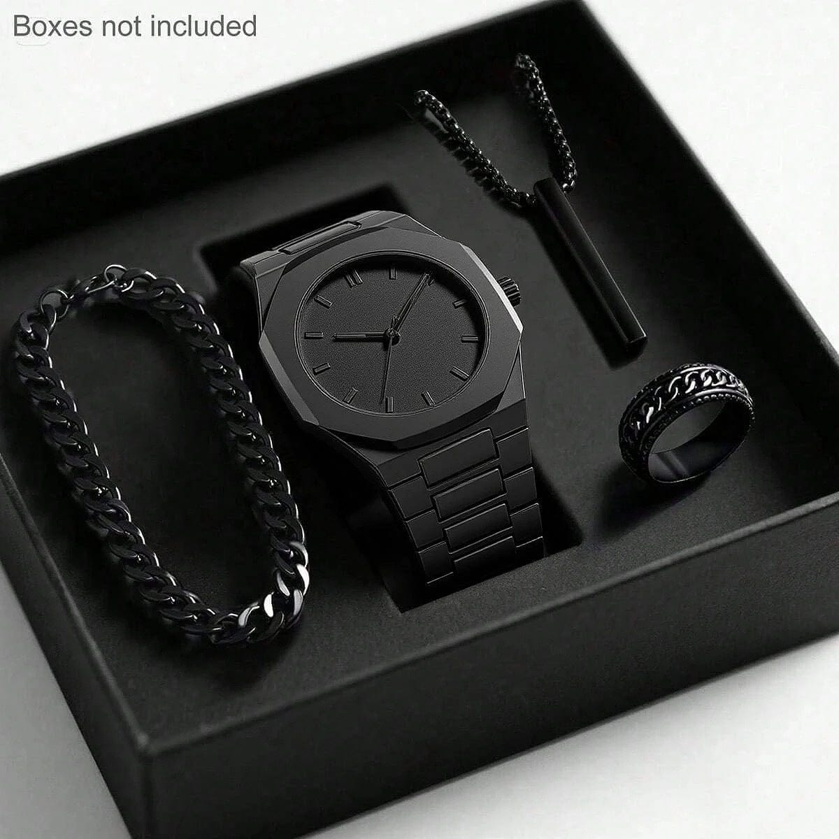 Mens Quartz Watch Necklace Bracelet Set - A-1 Thread Vault