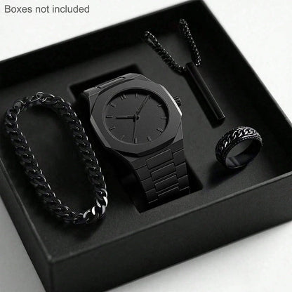 Mens Quartz Watch Necklace Bracelet Set - A-1 Thread Vault